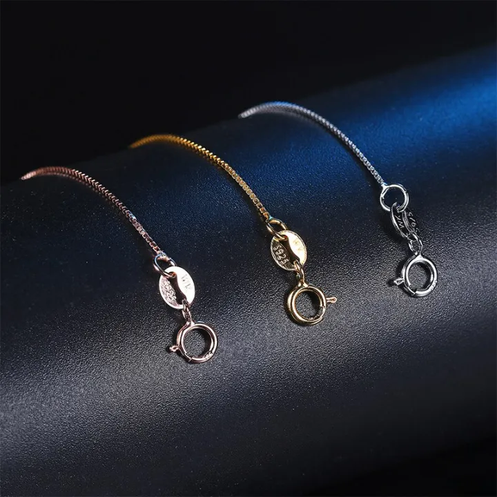 Real%20925%20Sterling%20Silver%20Box%20Chain%20Necklaces%20for%20Women%20Teen%20Girl%20Rose%20Gold%20Plated%20S925%20Jewelry%200.8mm%20Wholesale%20Bulk%20Dropshipping%20-%20Image%202