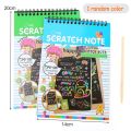Children DIY Scratch Painting Note Magic Rainbow Scraping Drawing Art Paper with Graffiti Stencil Kids Notepad Stationery Toys. 