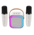 K12 Bluetooth Karaoke Machine Portable 5.3 PA Speaker System with Dual Wireless Microphones for Home Family Parties, Singing, and Fun. Rechargeable Speaker with LED Lights, High Bass, USB/SD Card Support, Perfect for Kids, Adults, and Special Occasions. 