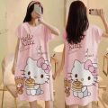 Net Red Pajamas ins Pink Leopard Nightdress Women's Summer Cartoon plus Size Maternity Short Sleeve Home Wear. 