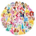50Pcs Cute Disney Princess Stickers Girl Decals Gift DIY Wall Laptop Car Bike Notebook Decoration Cartoon Sticker Kid Toys. 