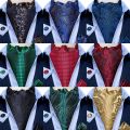 Men Vintage Blue Red Green Paisley Plaid Wedding Formal Cravat Ascot Scrunch Self British Style Gentleman Silk Necktie DiBanGu. 