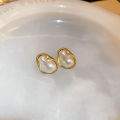 Silver Needle Irregular Baroque Pearl Stud Earrings French Temperament Entry High-Grade Earrings Niche Vintage Earrings Women. 