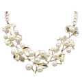 Pearls Crystal Tree Leaves Necklace Earring  Elegant Ladies Luxury Jewelry Set. 