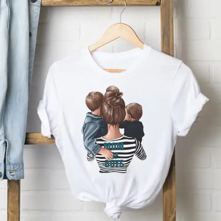Striped%20Son%20Daughter%20Mom%20Mother%20Tee%20Shirt%20Lady%20Clothes%20Top%20Short%20Sleeve%20Fashion%20Tshirt%20Summer%20Female%20T%20Women%20Graphic%20T-shirts%20-%20Image%205