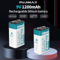 PUJIMAX 1pcs usb c 9v rechargeable battery type c 6f22 9v battery 1200mah 9v lithium battery charger for multimeter microphone. 