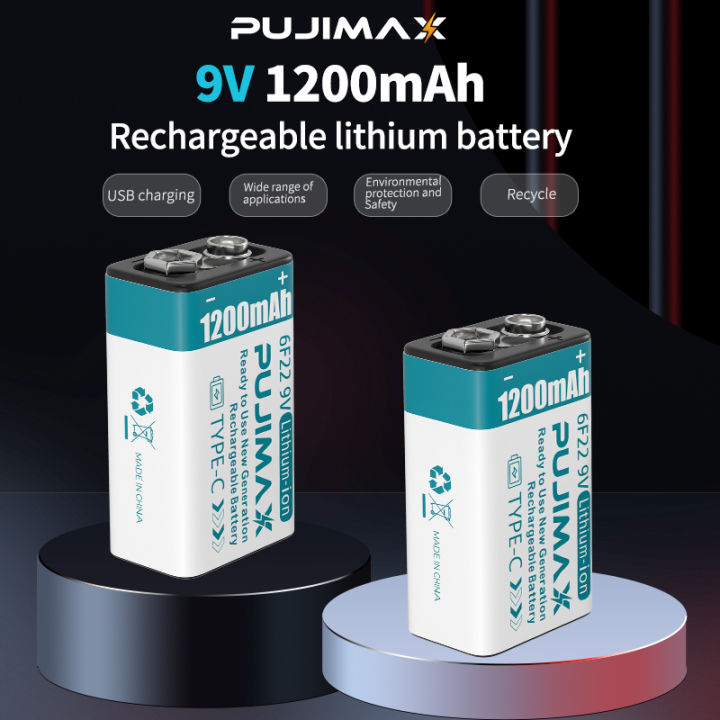 PUJIMAX%201pcs%20usb%20c%209v%20rechargeable%20battery%20type%20c%206f22%209v%20battery%201200mah%209v%20lithium%20battery%20charger%20for%20multimeter%20microphone%20-%20Image%203
