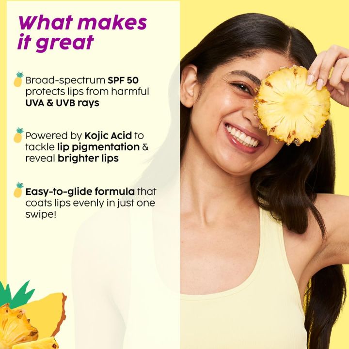 PLIX%20-%20THE%20PLANT%20FIX%20Pineapple%20Brightening%20Lip%20Balm%20with%20SPF%2050%20%7C%20Kojic%20Acid%20&%20Vitamin%20C%20%7C%20SPF%2050%20PA%20++%20%7C%20Fades%20Pigmenation%20%7C%20Brightens%20Dark%20Lips%20%7C%20Sun%20Protection%20%7C%20Dermatogically%20Tested%20%7C%204g%20(From%20india)%20-%20Image%203