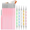 Monja 20Pcs Nail Art Dotting Pen Liner Flower French Tips Acrylic UV Gel Brushes set Manicure Tool. 