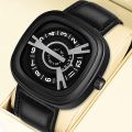 New Arrival’s Seven Friday Style Square Turntable Boys Watch Trendy Men's Turntable Fashion Watch Wild Belt Quartz Non Date Watch. 