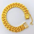Gold Plated Guarantee Vintage Luxury 24K Gold Color Copper Cuban Link Bracelets Hip Hop Men Bracelet & Bangle Male Accessory Free Gift Box. 