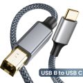 USB B to USB C Printer Cable Type C Printer Cord Nylon Braided Wire for Yamaha Casio Digital Piano DJ Controller. 