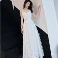 Evening Gown 2024 New Banquet Noble Long 18 Adulthood Celebration-Year-Old White Temperament Dress Birthday Party Female. 