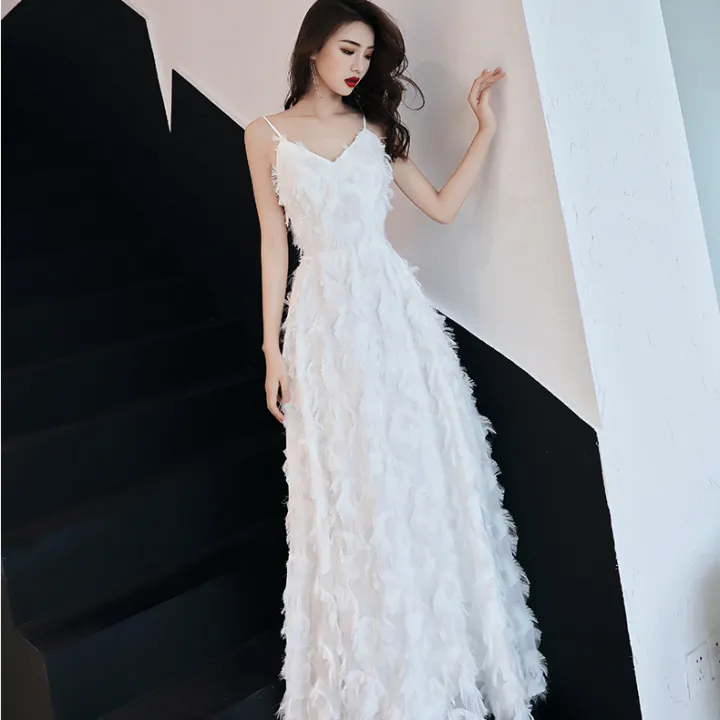 Evening Gown 2024 New Banquet Noble Long 18 Adulthood Celebration-Year-Old White Temperament Dress Birthday Party Female