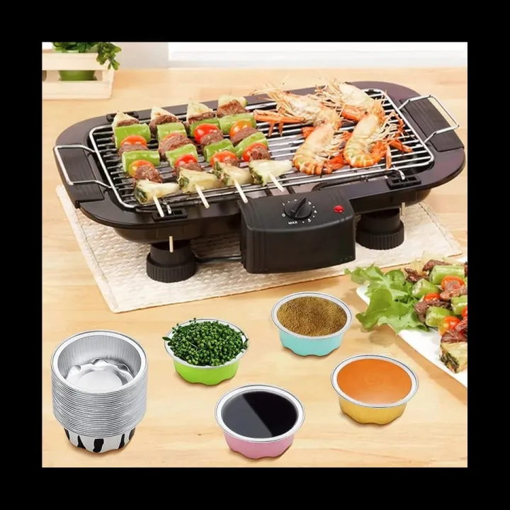Smokeless Portable BBQ Indoor Barbecue Electric Grill w/Drip Tray Adjustable Temperature Control, 2000W High Power BBQ Tool for Cooking/Roasting Meats, Fishes, Seafood, Vegetables