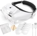 Z30 Headband Magnifier Illuminated Rechargeable Repair Solder Magnify Glasses Interchangeable Lens Third Hand Loupe For Solder. 