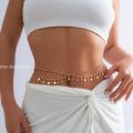 Rhinestone Star Tassel Pendant Waist Belly Belt Chain for Women Summer Bikini Rave Body Jewelry Y2K Accessories. 