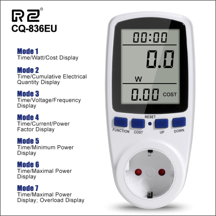 Power Meter Rz250 RZ Wattmeter Power Meters Plug Electricity Usage Monitor Voltage AC ...