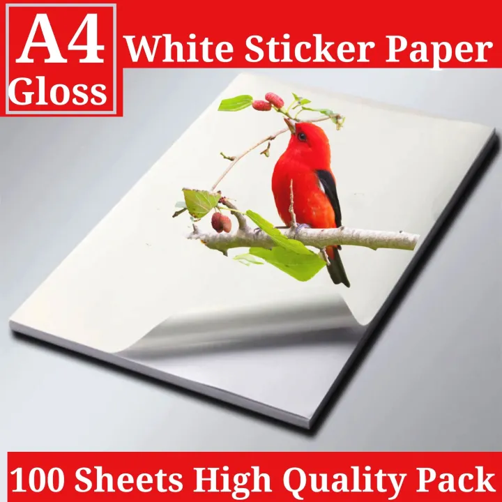 A4 Full size 100 Glossy White Sticker Paper Pack | DIY Label Sticker ...