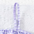 Fashion Slanted Shoulder Plaid Teenage Girls one piece Swimsuit 5-14 Year Summer Kids Swim Suits for girl Ruffled Swimwear. 