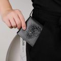【ZOSR】Wallet Men's Personalized Three-Fold 3D Embossed Wallet Multi-Card Credit Card Holder Zipper Coin Short Wallet Men. 