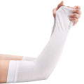 Summer Ice Silk Arm Sleeves Riding Sports Sunscreen Exposed Finger Arm Cuff Sleeve Long Gloves. 