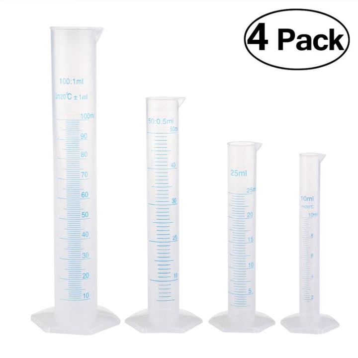 【SkinHorizon】4pcs Transparent Measuring Plastic Graduated Cylinder 10ml / 25ml / 50ml / 100ml Measuring Cups