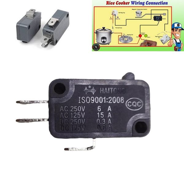 Rice Cooker Micro Switch / 250v AC 6A / 125v AC 15A / 250v DC 0.3A ...