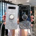 Casinglee for Samsung Galaxy S10 Plus case Shiny Ring Glitter Soft Transparent Holder Stand Back cover with String for Samsung S10 Plus Phone cases cover Stars Moon Girls. 