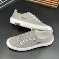 European Station Summer Ice Silk Cloth Shoes Men's Board Shoes Breathable White Shoes Korean Style Trendy All-Match Crocodile Embroidered Canvas Shoes. 