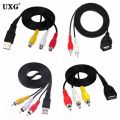 USB Male Female Plug To 3 RCA Female Adapter Audio Converter Video AV Cable USB to 2 RCA Cable for HDTV TV Television Wire Cord. 