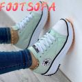 【FOOT SOFA】 Sneakers Women Shoes Pattern Canvas Shoe Casual Women Sport Shoes Flat Lace-Up Adult Zapatillas Mujer Chaussure Femme. 