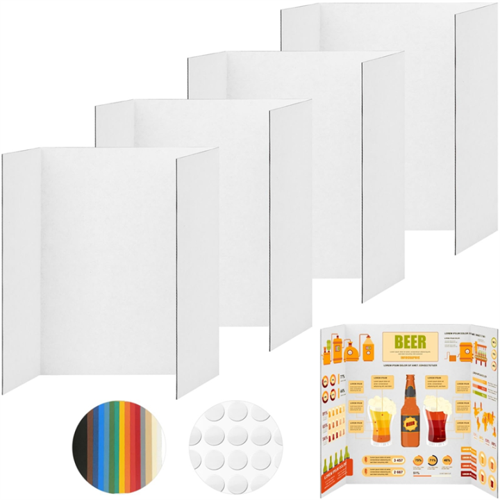 4%20Pcs%20Trifold%20Poster%20Board,%20White%20Poster%20Board%20Comes%20with%20Sticky%20Accessories,%20Corrugate%20Presentation%20Boards%20Easy%20to%20Use%20S%20-%20Image%208