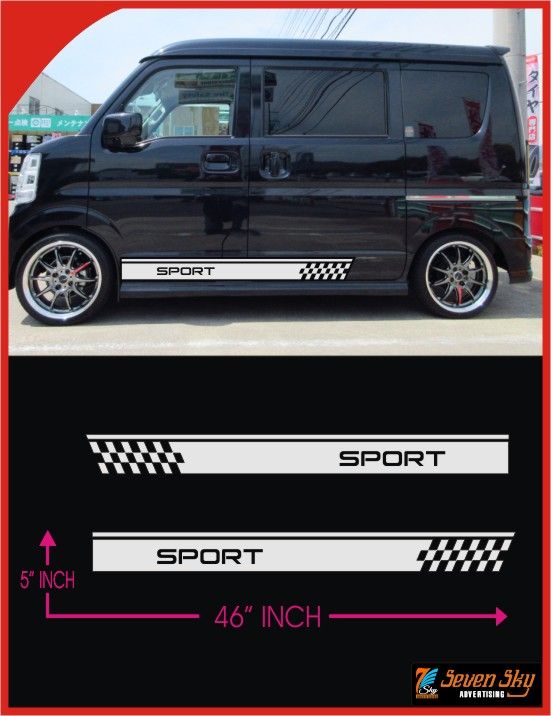 Car Side Body Stickers WAGON R Buddy Van Alto Car Mini Car Hybrid Car Sports Car Kdh 2 Piece Double Side Vinyl Decal High Quality Plotter Cutting Maccal Stickers