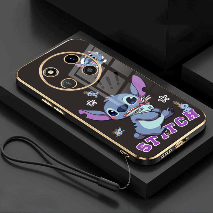 Honor X9C 5G X9C Feared Stitch Casing Soft Phone Case Monster Cartoon Square Edges Plating Cover