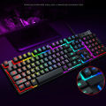 RGB Gaming Keyboard T WOLF T20 USB Wired LED Rainbow Backlit Gamers 7 Colors Lighting Keyboard. 