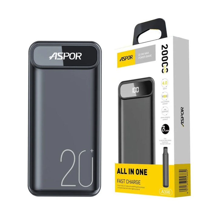 Aspor%20A396%2020000mAh%20Power%20Bank%20With%20PD%20Charging,%20Capacity%2020000%20mAh%20/%2022.5W,%20LCD%20digital%20display,%20IQ%20output%20-%20Image%202