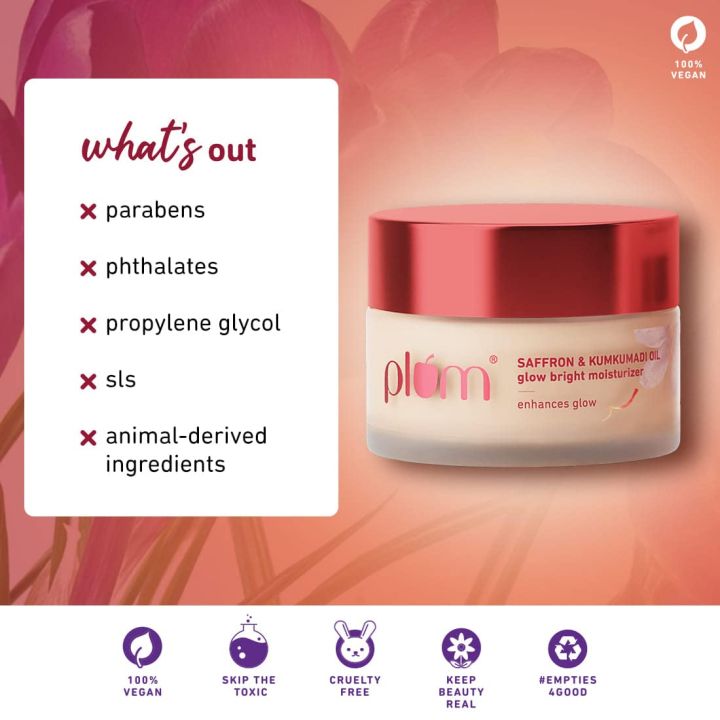 Plum%20Saffron%20&%20Kumkumadi%20Oil%20Glow%20Bright%20Moisturizer%20%7C%20With%20SPF%2035%20%7C%20Brightens%20Skin%20&%20Enhances%20Glow%20%7C%20Fights%20Dark%20Spots%20&%20Dull%20Skin%20%7C%20UVA%20&%20UVB%20Protection%20%7C%20All%20Skin%20Types%20%7C%20100%25%20Vegan%20%7C%2050%20gm%20-%20Image%204