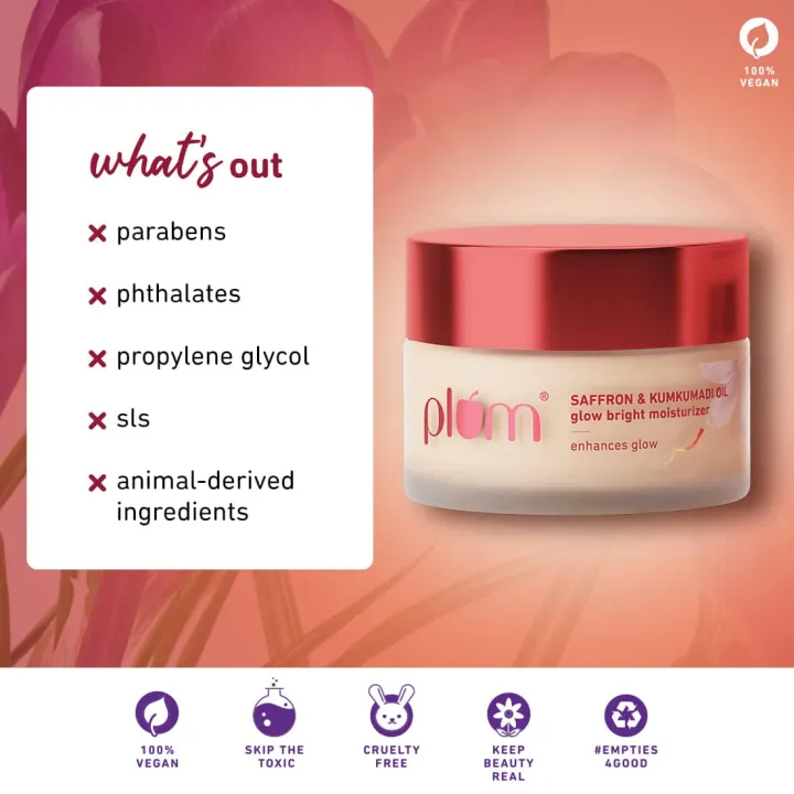 Plum%20Saffron%20&%20Kumkumadi%20Oil%20Glow%20Bright%20Moisturizer%20%7C%20With%20SPF%2035%20%7C%20Brightens%20Skin%20&%20Enhances%20Glow%20%7C%20Fights%20Dark%20Spots%20&%20Dull%20Skin%20%7C%20UVA%20&%20UVB%20Protection%20%7C%20All%20Skin%20Types%20%7C%20100%25%20Vegan%20%7C%2050%20gm%20-%20Image%204