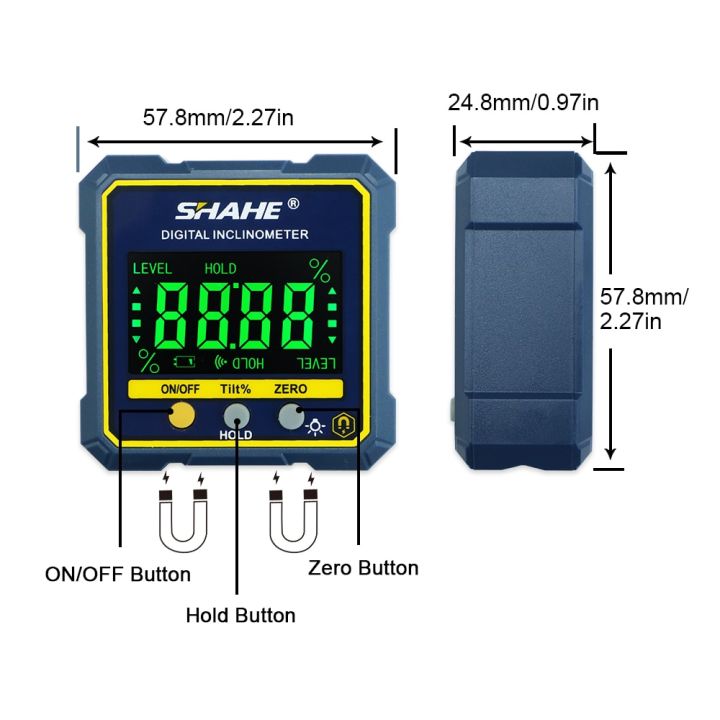 SHAHE%202-in%201%20Magnetic%20Digital%20Level%20And%20Angle%20Finder%20Inclinometer%20Bevel%20Gauge%20With%20Hold%20Function%20Backlight%20And%20Magnetic%20Base%20-%20Image%202