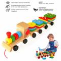 Wooden toys geometric building block car. 