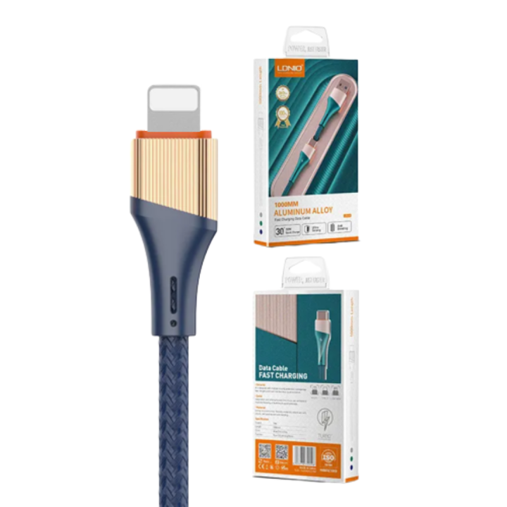 LDNIO LS631 30W Fast Charging 1M Cable for iPhone Braid USB to Lightning