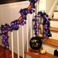 1pc Halloween Artificial Hanging Fall Leave Vines With 20 LED Black Leaf Garland With Purple Lights Powered Horror Atmo. 