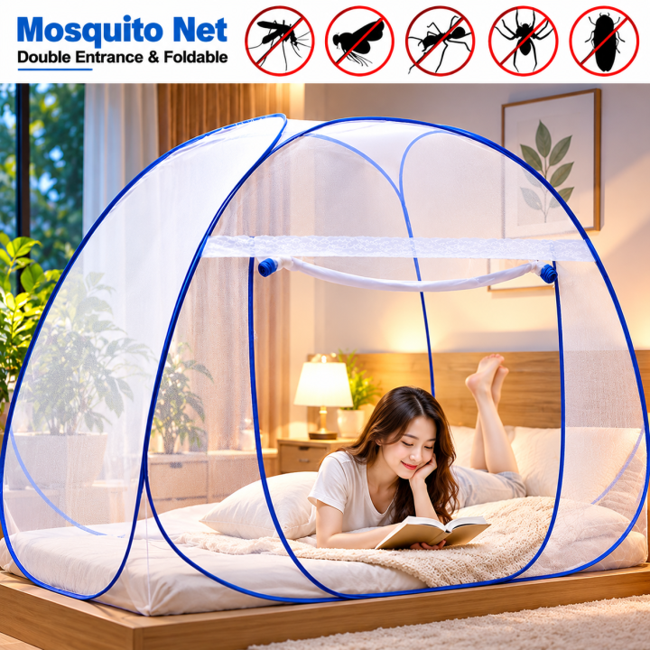 Full Cover Foldable Mosquito Net Bed with Door XL Size -(180*200CM/King Size)