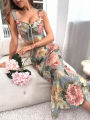 Yfashion Women Nightgowns Sleeveless Sleepwear Breathable Low Cut Maxi Dress Trendy Floral Print Long Dress. 