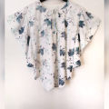 Women's Butterfly Sleeve Top in Turquoise Blue Color. 