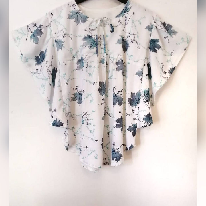 Women's Butterfly Sleeve Top in Turquoise Blue Color