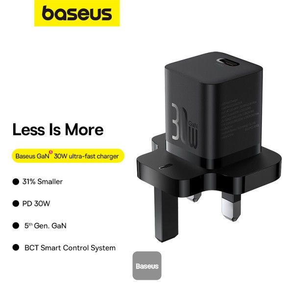 Baseus GaN5 30W Type-C Mini Fast Charger UK Plug