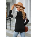 bellylady Women Casual T-Shirt Round Neck Long Sleeves Tunics Twist Knot Blouse Leopard Print Stripe Pullover Tops. 