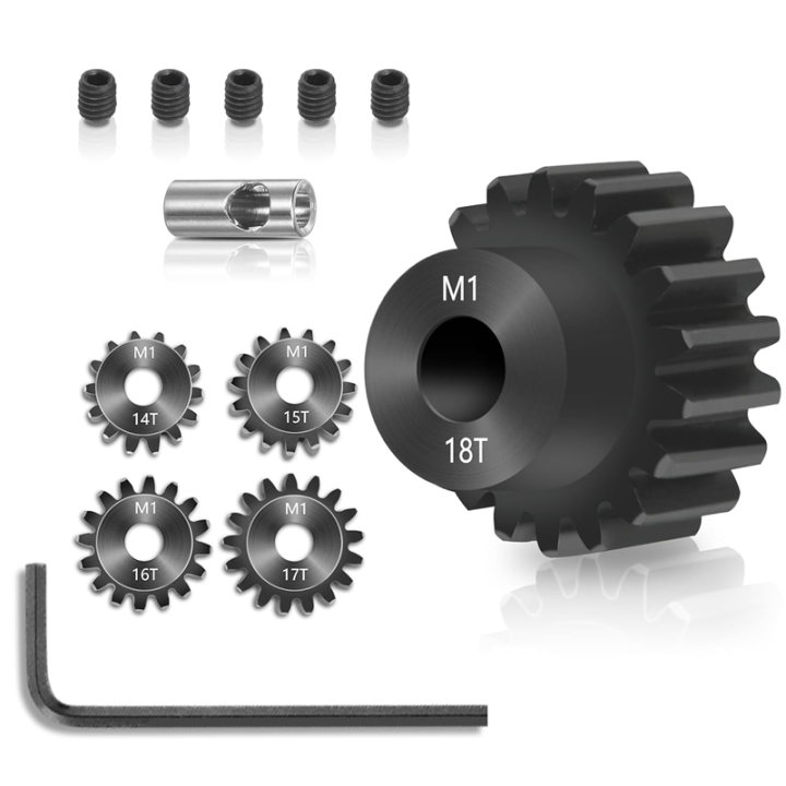 Pinion Key Pinion Gear Set 5PCS, 14T 15T 16T 17T 18T M1 Pinion Gear Metal Hardened ...